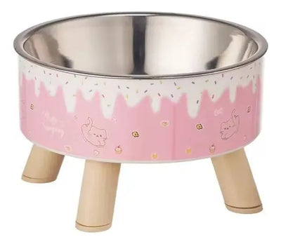 Plato comedero elevado perros y gatos rosado 450 ml vista frontal