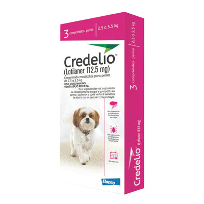 Credelio antiparasitario perros 2.5 a 5.5 kg 3 comprimidos empaque