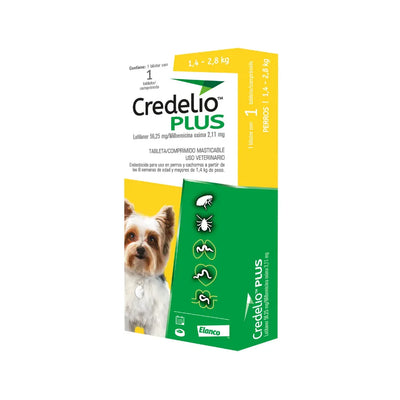 Credelio Plus antiparasitario perros 1.4 a 2.8 kg 1 comprimido empaque