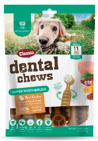 Dental Chews Super Toothbrush Chicken 170 g Natura Nourish snack dental para perros sabor pollo