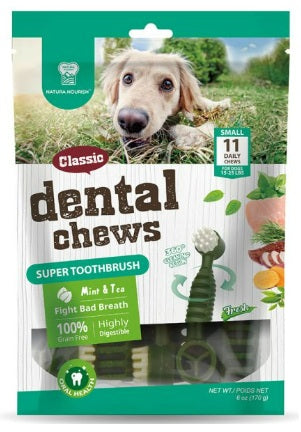 Dental Chews Super Toothbrush Menta 170 g Natura Nourish snack dental para perros sabor menta