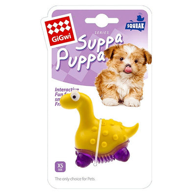 Gigwi Suppa Puppa dinosaurio juguete para cachorros vista frontal