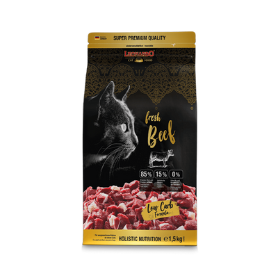 Leonardo gato Fresh Beef 1.5 kg alimento seco saco vista frontal