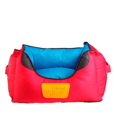 Gigwi cama cuadrada roja azul talla M para perro vista frontal