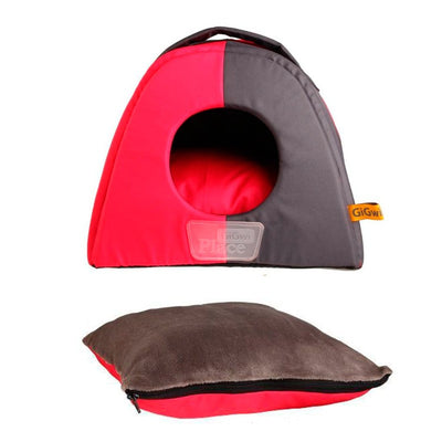 Gigwi casa iglú rosado gris talla S para perro o gato vista frontal