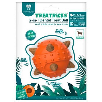 Natura Nourish Dental Treat Ball 2 en 1 sabor pollo juguete dental perro