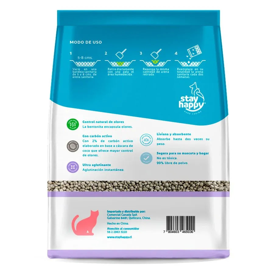 Stay Happy Arena Aglutinante Aroma Lavanda 4 Kg.