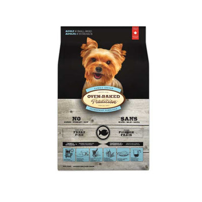 Oven Baked Tradition perro razas pequeñas pescado 2.27 kg saco vista frontal