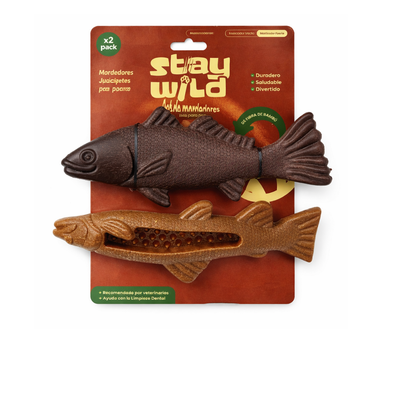 Stay Wild juguete mordedor perro pack 2 peces fibra bambú 20 cm vista frontal