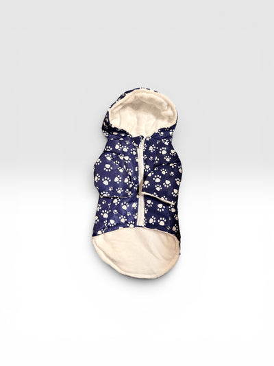 Parka impermeable chiporro y gorro azul perros y gatos vista frontal