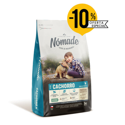 Nomade alimento seco para perro cachorro 3 kg empaque frontal