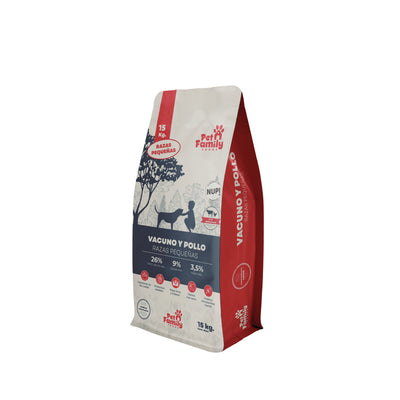 Pet Family perro adulto razas pequeñas 15 Kg alimento seco empaque