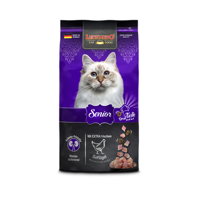 Leonardo Adult Senior alimento seco para gatos 1.8 Kg empaque frontal