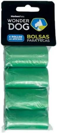 Wonder Dog bolsitas higiénicas para perros rosa y verde 80 unidades vista frontal