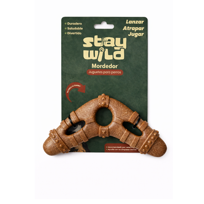 Stay Wild juguete mordedor perro bumerang fibra bambú 16 cm vista frontal