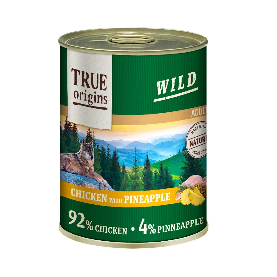 True Origins Wild Perro Adulto Pollo y Piña Lata 400 Grs