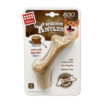 Gigwi Wooden Antler madera natural S juguete masticable perro
