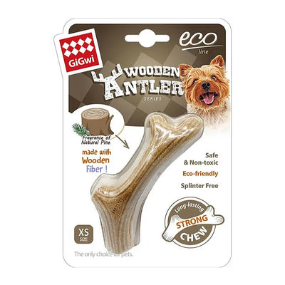 Gigwi Wooden Antler madera natural XS juguete masticable perro