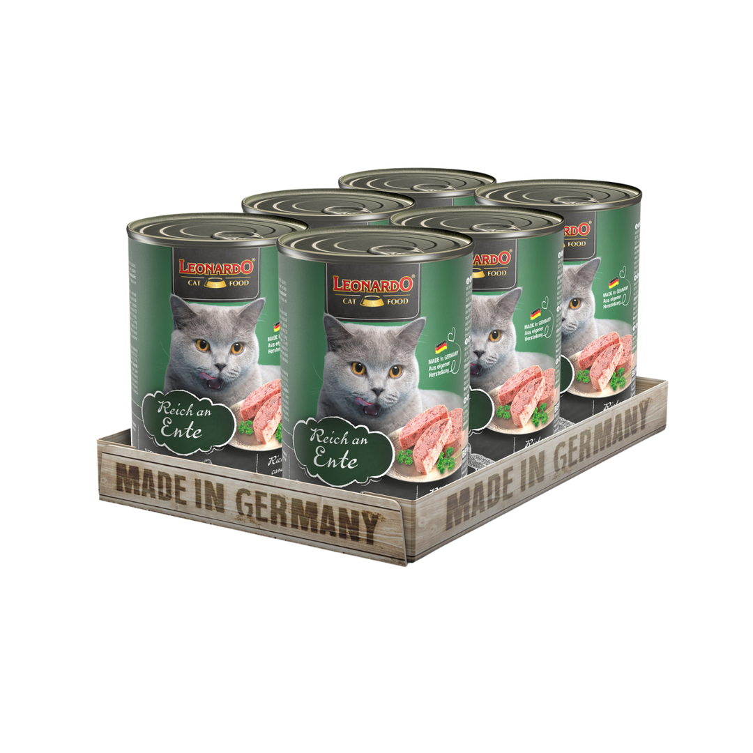 Leonardo gato Quality Selection pato lata 400 grs pack 6 unidades alimento húmedo