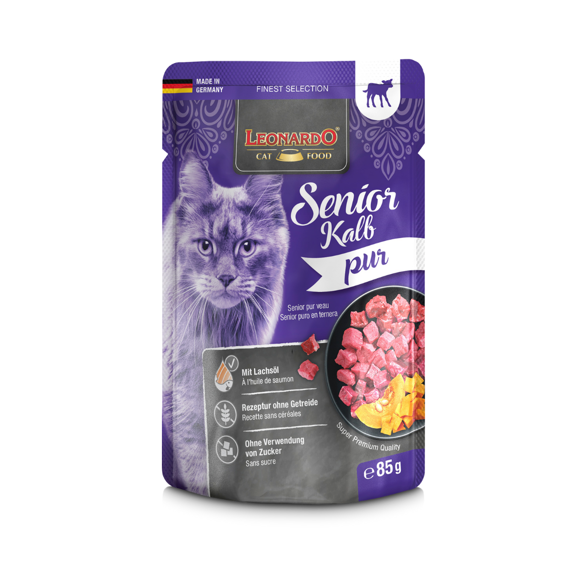 Leonardo Gato Senior Finest Selection Puro en Ternera Pouch 85 Grs. x 16 Uds.