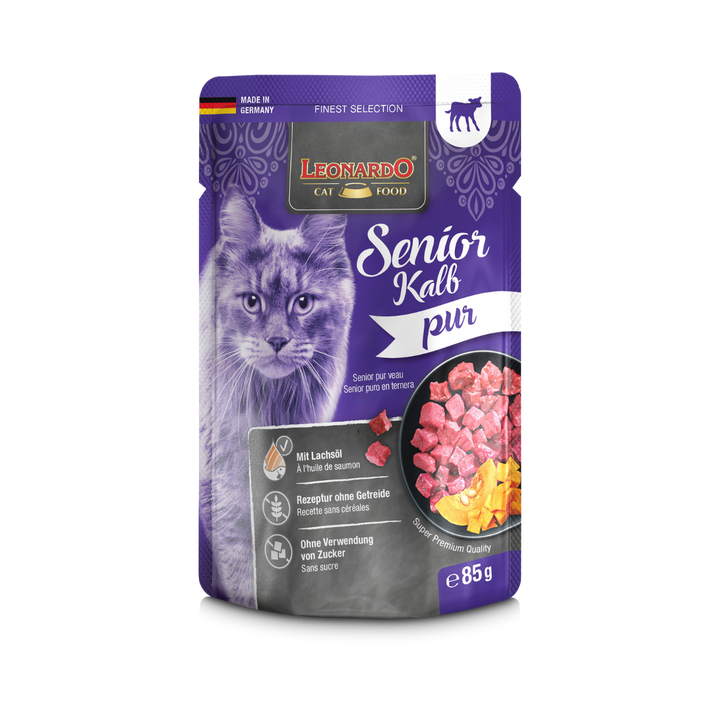 Leonardo gato senior Finest Selection puro en ternera pouch 85 grs empaque individual
