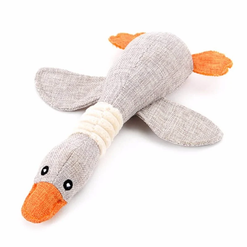 Peluche mordedor pato con sonido para perros, color gris