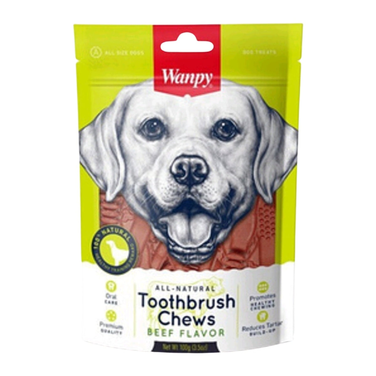 Wanpy Dog Jerky Toothbrush vacuno 100 g snack dental perros empaque