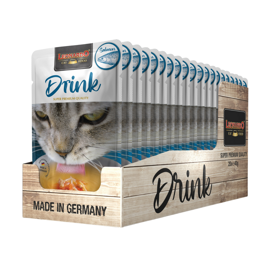Leonardo Drink Salmon bebida complementaria para gatos display 20 unidades