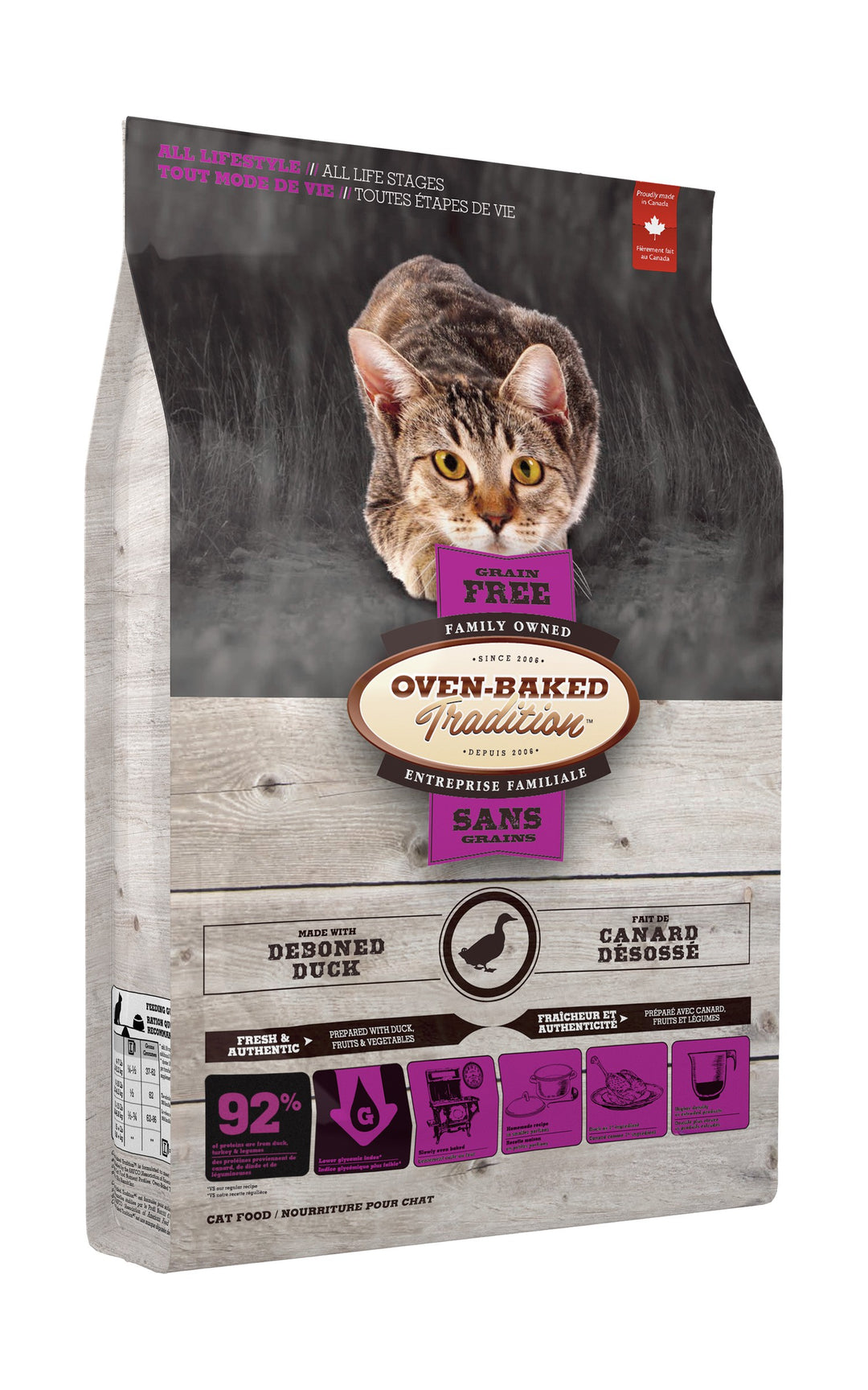 Oven Baked Tradition gato adulto Grain Free pato 4.54 Kg vista lateral izquierda