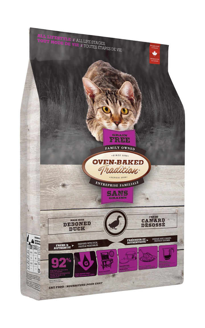Oven Baked Tradition gato adulto Grain Free pato 4.54 Kg vista lateral izquierda