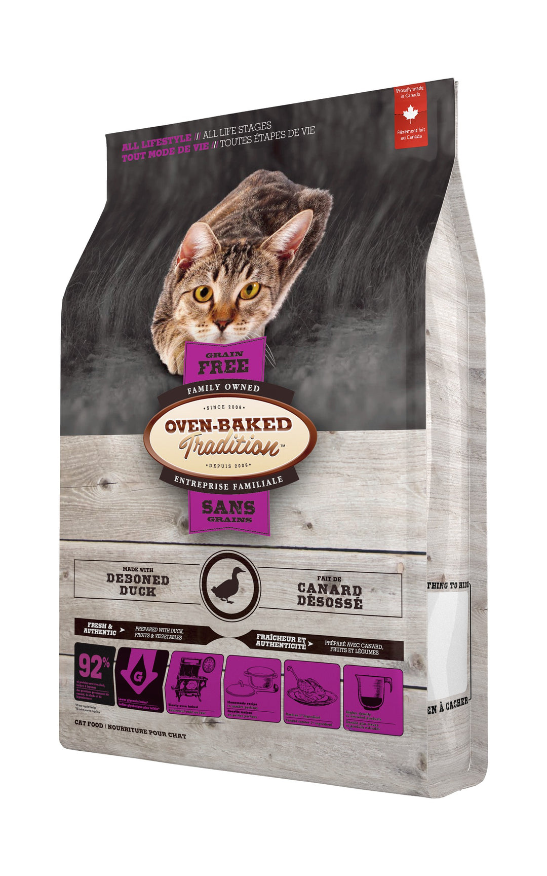 Oven Baked Tradition gato adulto Grain Free pato 4.54 Kg vista lateral derecha
