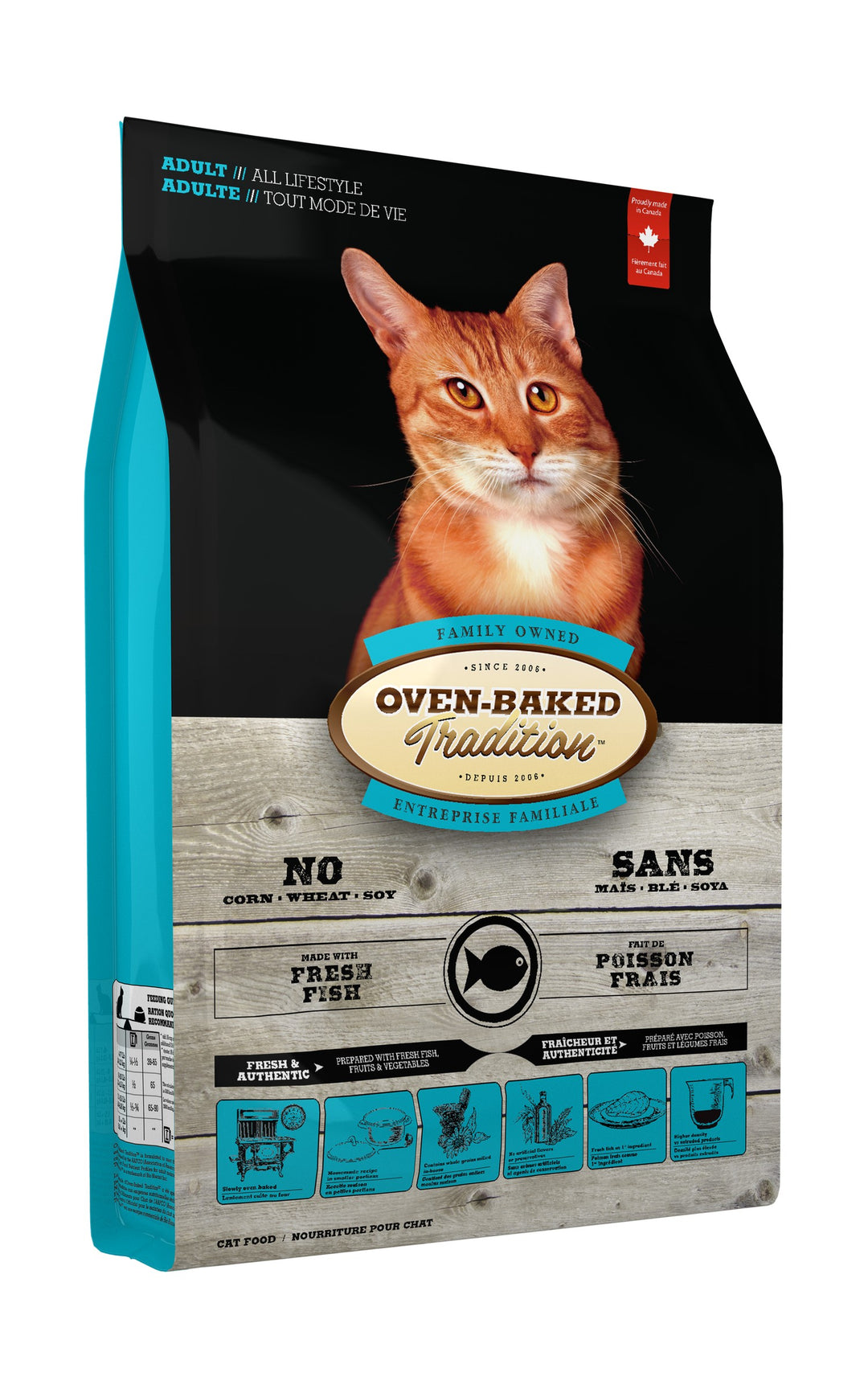 Oven Baked Tradition gato adulto pescado vista lateral izquierda