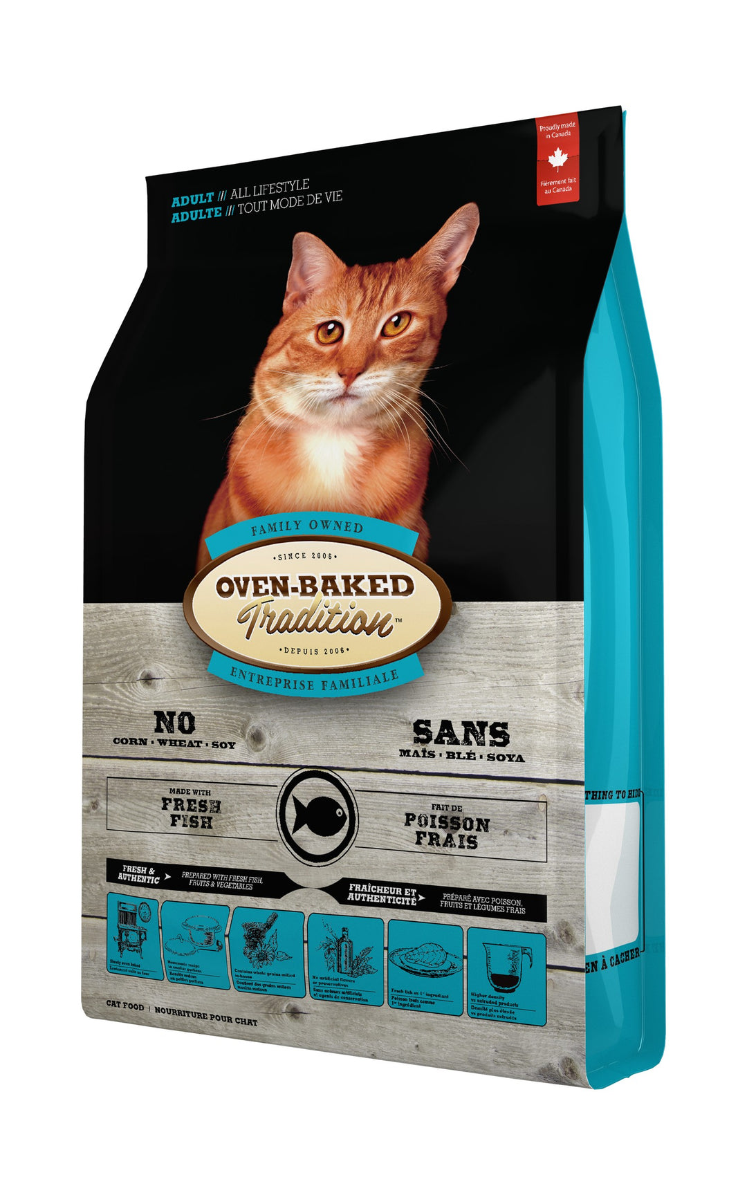 Oven Baked Tradition gato adulto pescado vista lateral derecha