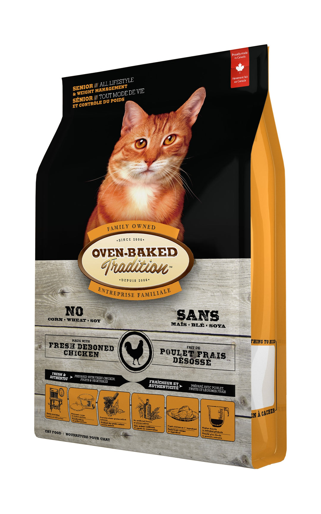 Oven Baked Tradition gato senior pollo 2.27 Kg vista lateral derecha