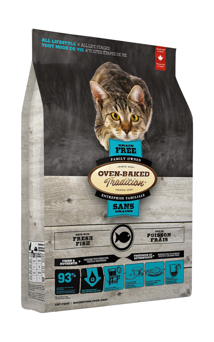 Oven Baked Tradition gato Grain Free pescado vista lateral izquierda