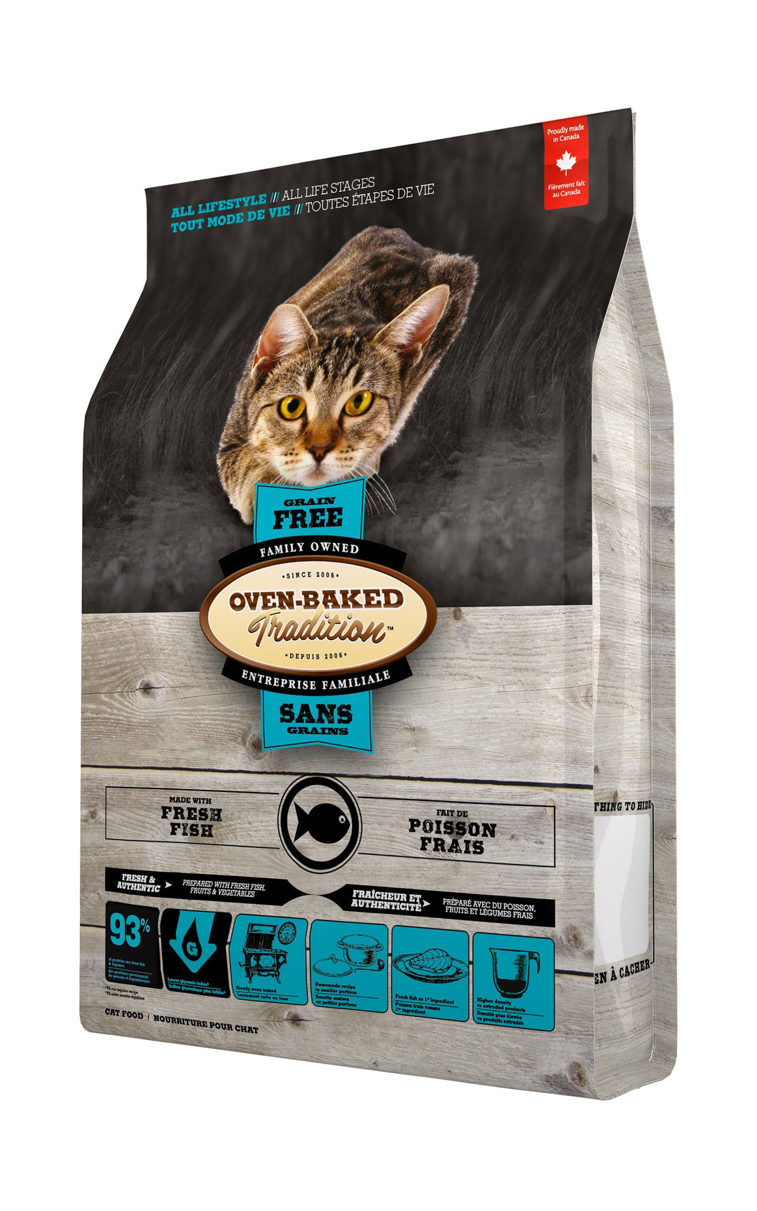Oven Baked Tradition gato Grain Free pescado vista lateral derecha