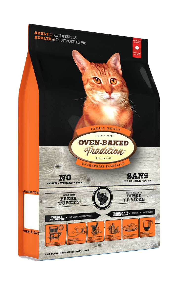 Oven Baked Tradition gato adulto pavo 2.27 Kg vista lateral izquierda