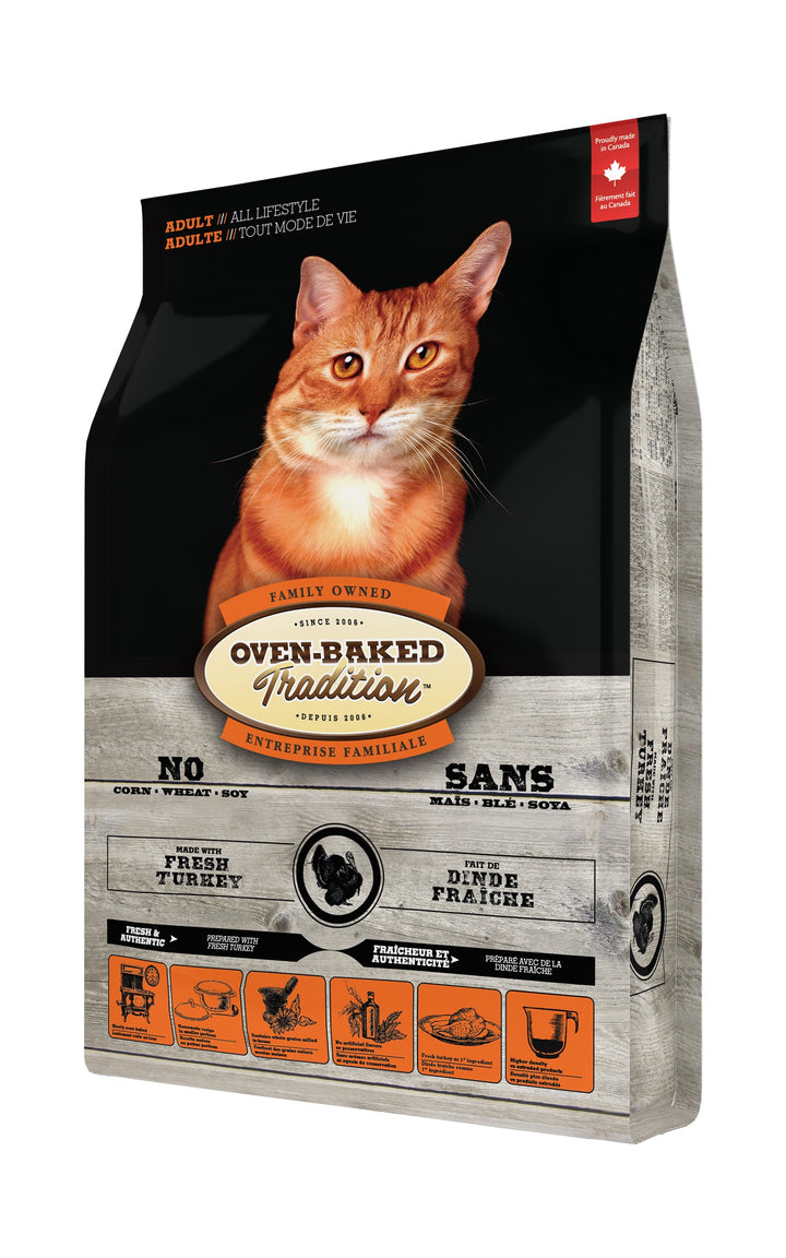 Oven Baked Tradition gato adulto pavo 2.27 Kg vista lateral derecha