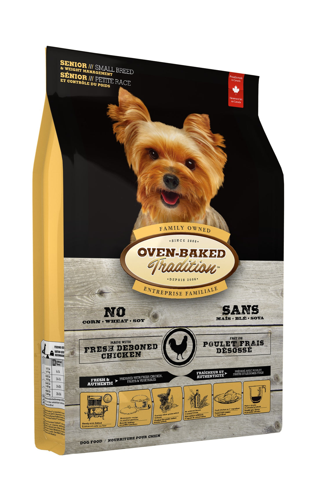 Oven Baked Tradition perro senior razas pequeñas pollo vista lateral izquierda