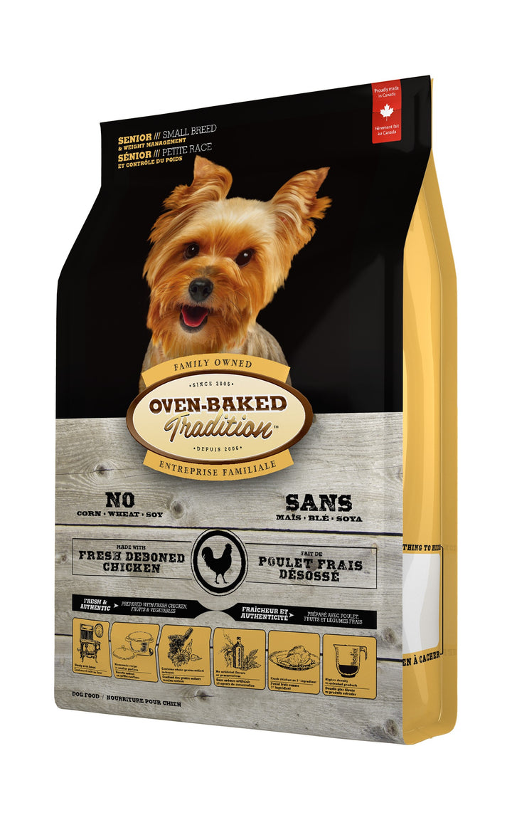 Oven Baked Tradition perro senior razas pequeñas pollo vista lateral derecha