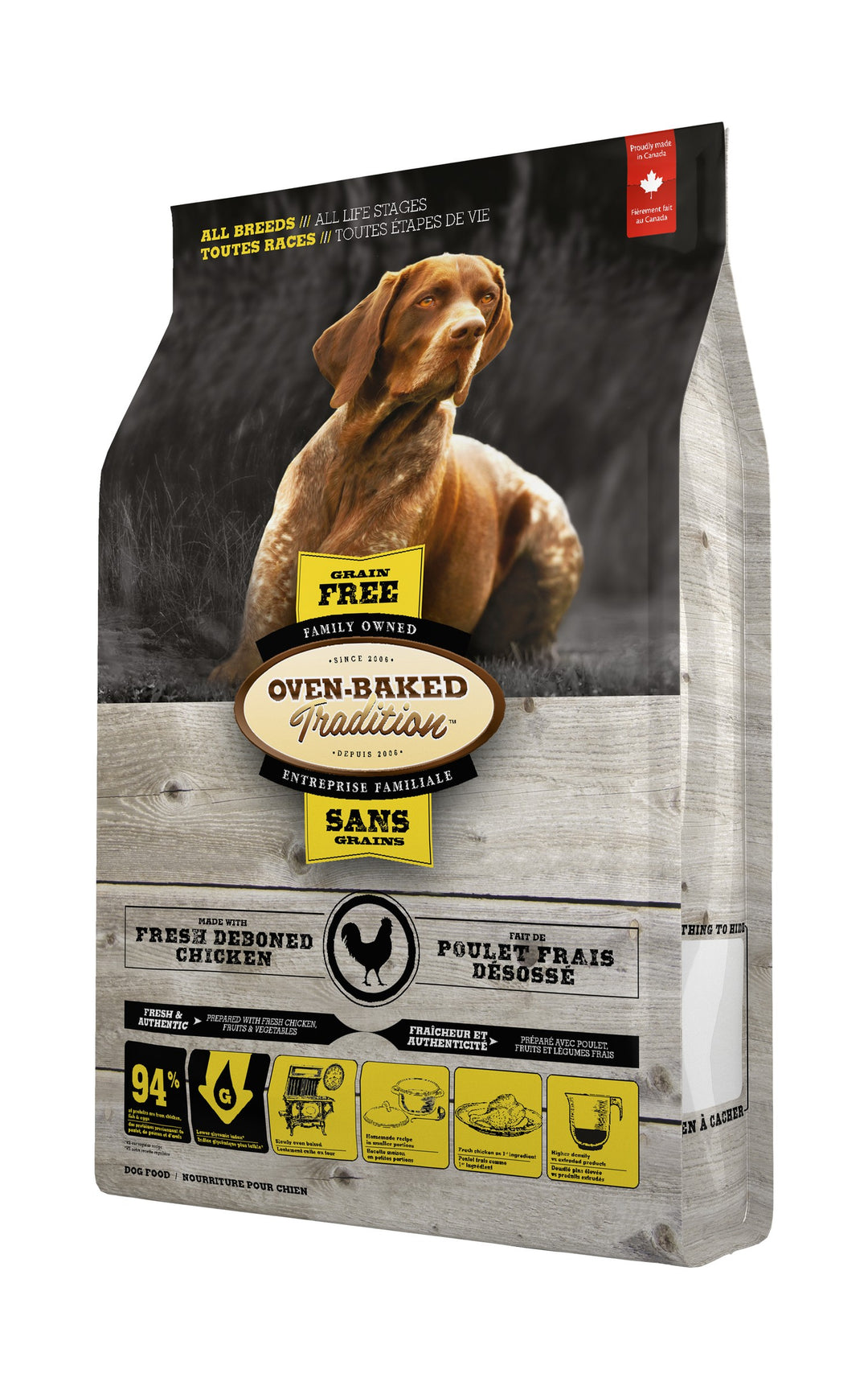 Oven Baked Tradition grain free pollo empaque lateral derecho