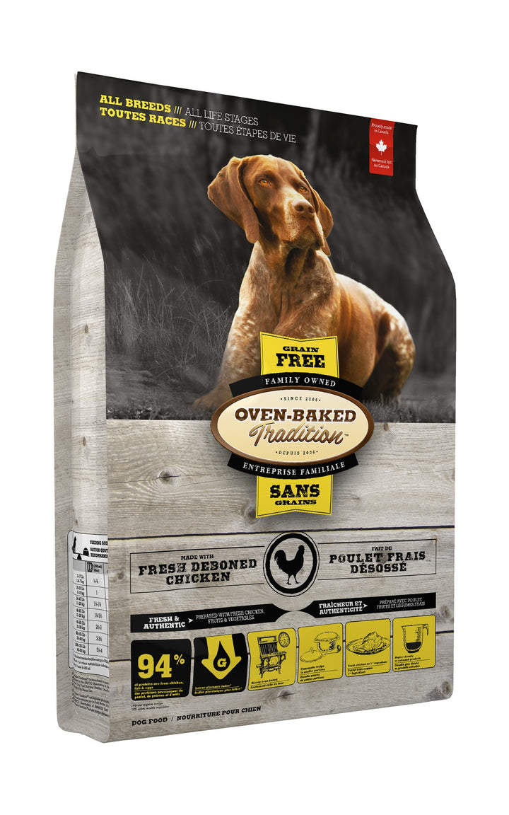 Oven Baked Tradition grain free pollo empaque lateral izquierdo