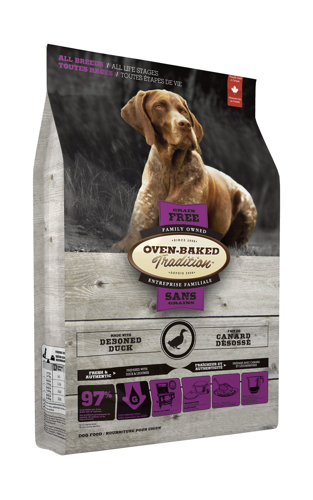 Oven Baked Tradition grain free pato empaque lateral izquierdo
