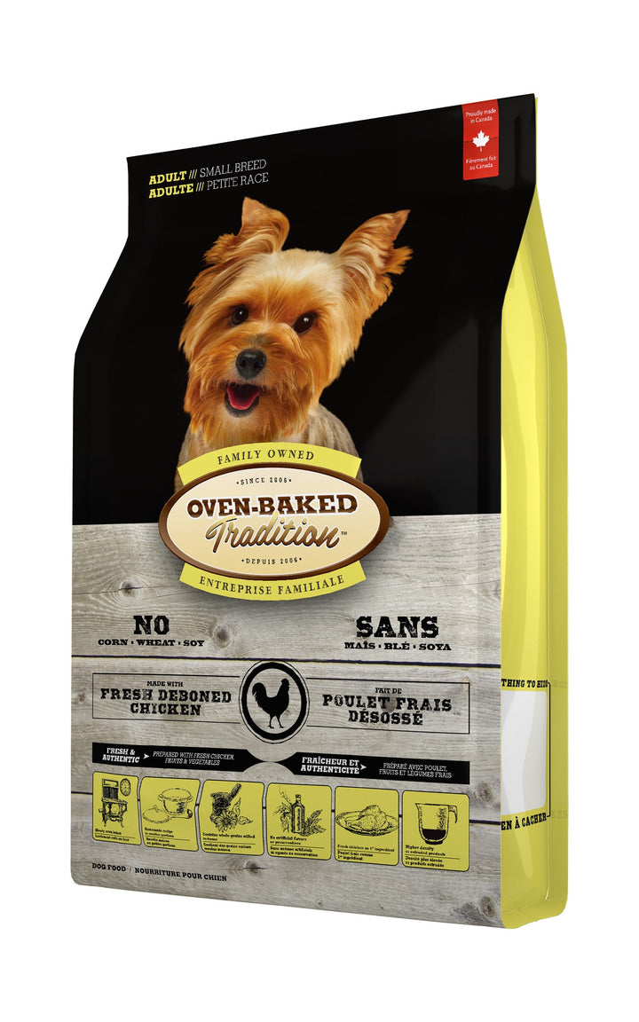 Oven Baked Tradition perro adulto razas pequeñas pollo 5.67 kg saco vista lateral derecho