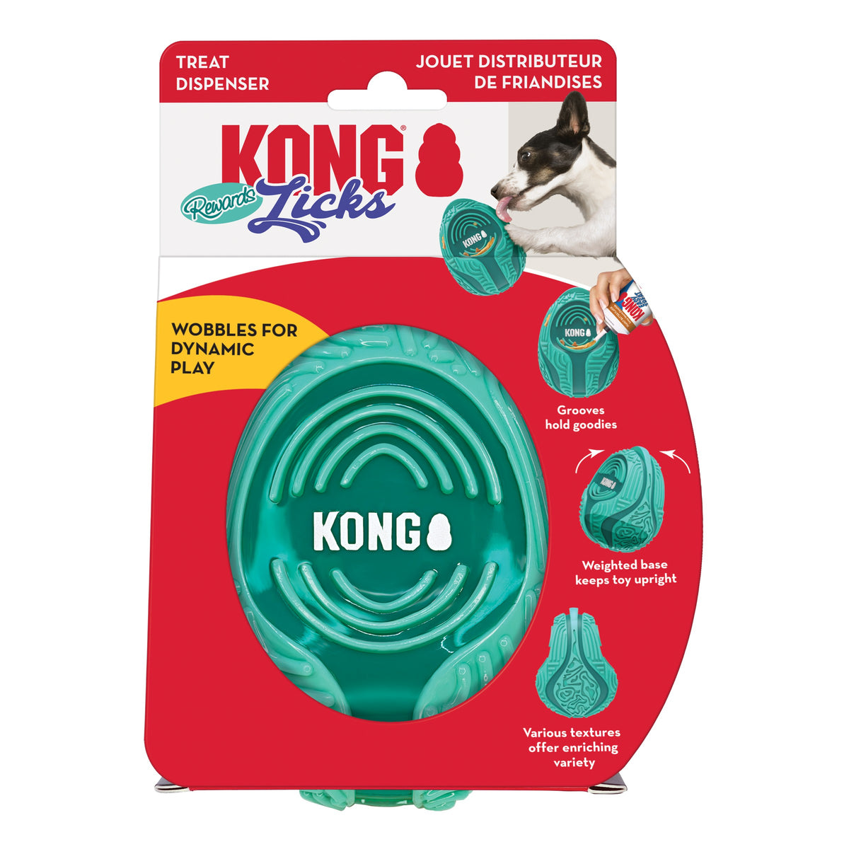KONG Licks Rewards Dispensador de Premios Para Perros en su empaque