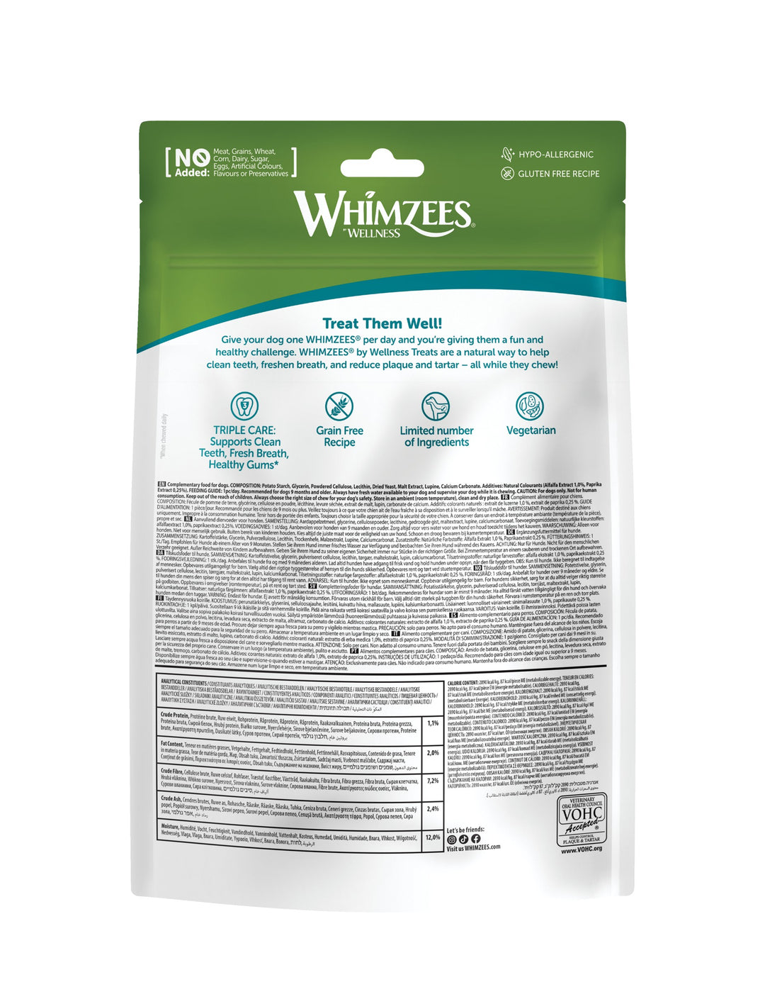 Bolsa de Whimzees Toothbrush talla M de 12 unidades, vista por detrás
