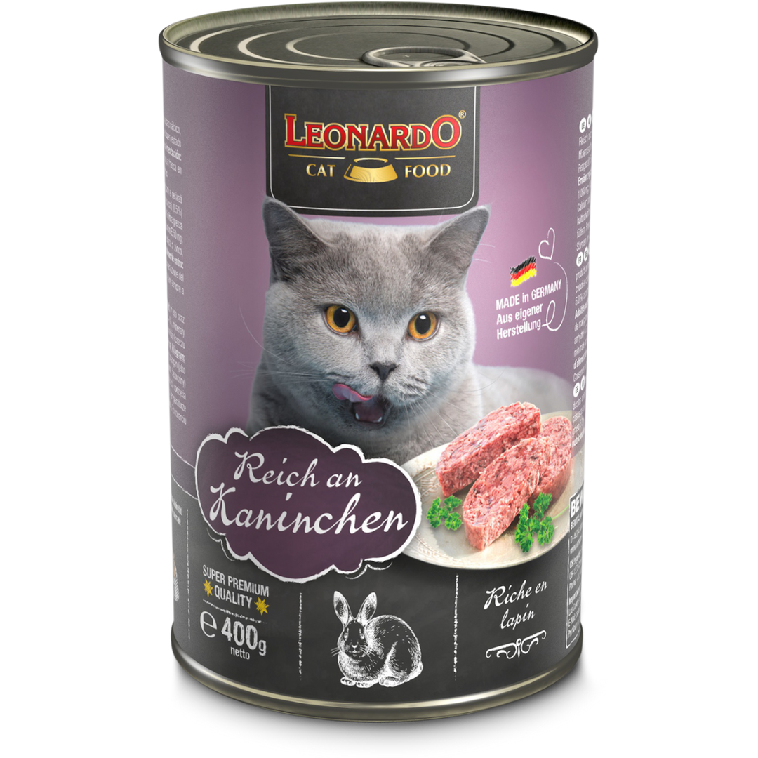 Leonardo gato Quality Selection conejo lata 400 grs pack 6 unidades alimento húmedo