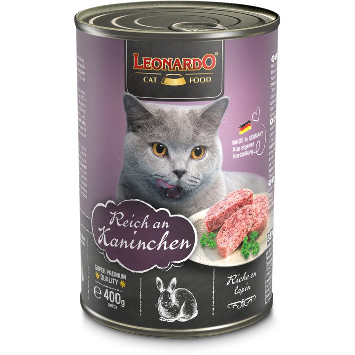 Leonardo gato Quality Selection conejo lata 400 grs pack 6 unidades alimento húmedo