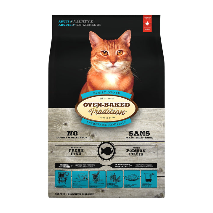 Oven Baked Tradition alimento seco gato adulto pescado vista frontal