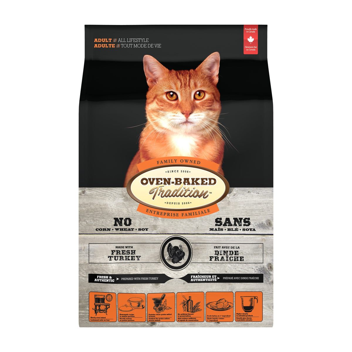 Oven Baked Tradition gato adulto pavo 2.27 Kg vista frontal